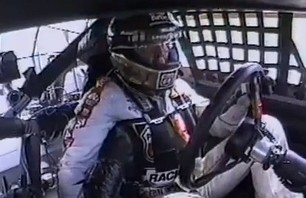 Dick Trickle smoking in the NASCAR car, Circa 1991