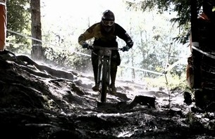 Muddy Mountain Biker Slow Mo Footage with Techno Music