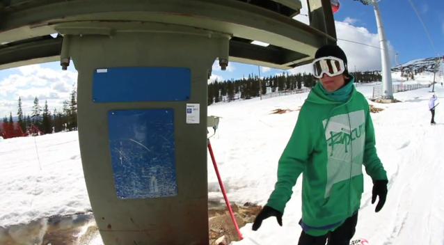 Snowboarder Janne\'s Lipsanen Shows off Some Moves