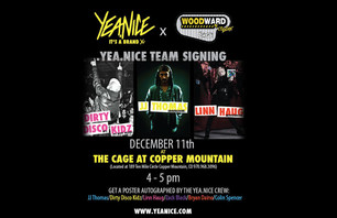 YEA.NICE team signing in The Cage Shop at Copper Mountain!