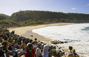Large crowds swarmed Waimea Bay at the 2009 Quiksilver in Memory of Eddie Aikau.
