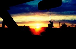 Sunset through car