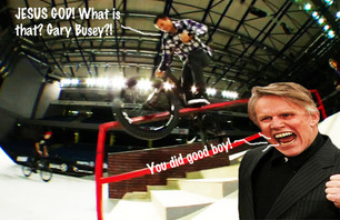 Gary Busey stayin' stoked at Simpel Session.