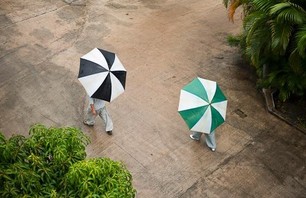 Monks with Umbrellas
